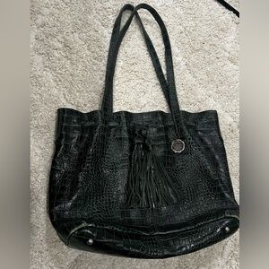 Patricia Nash Dark Green Croc-Embossed Tote